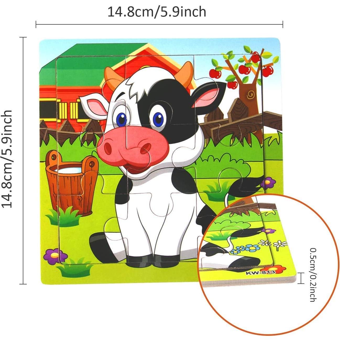 Rompecabezas de Madera SANNIX para Niños - 12 Piezas Animales