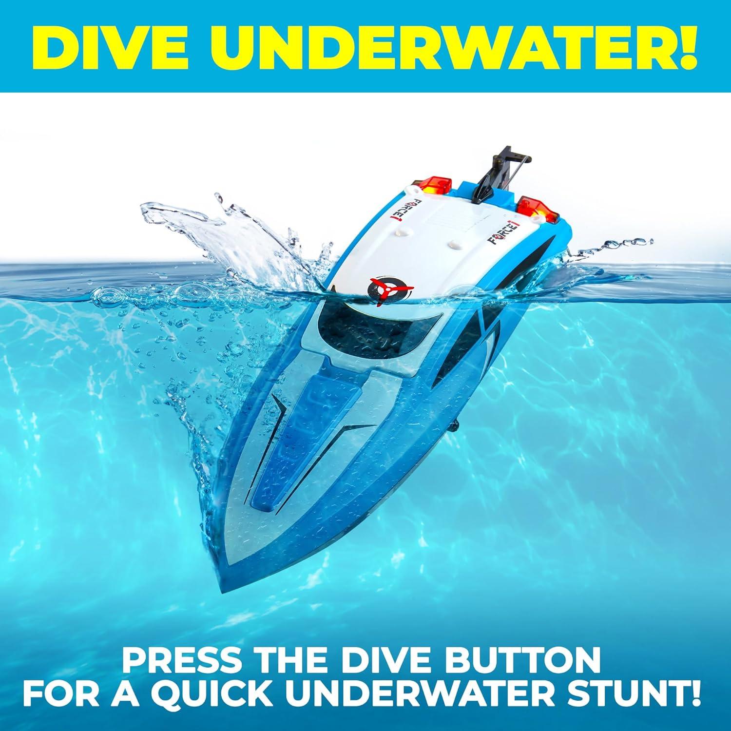 Barco RC Force1 Velocidad Azul 27.5cm 2 Baterías Recargables