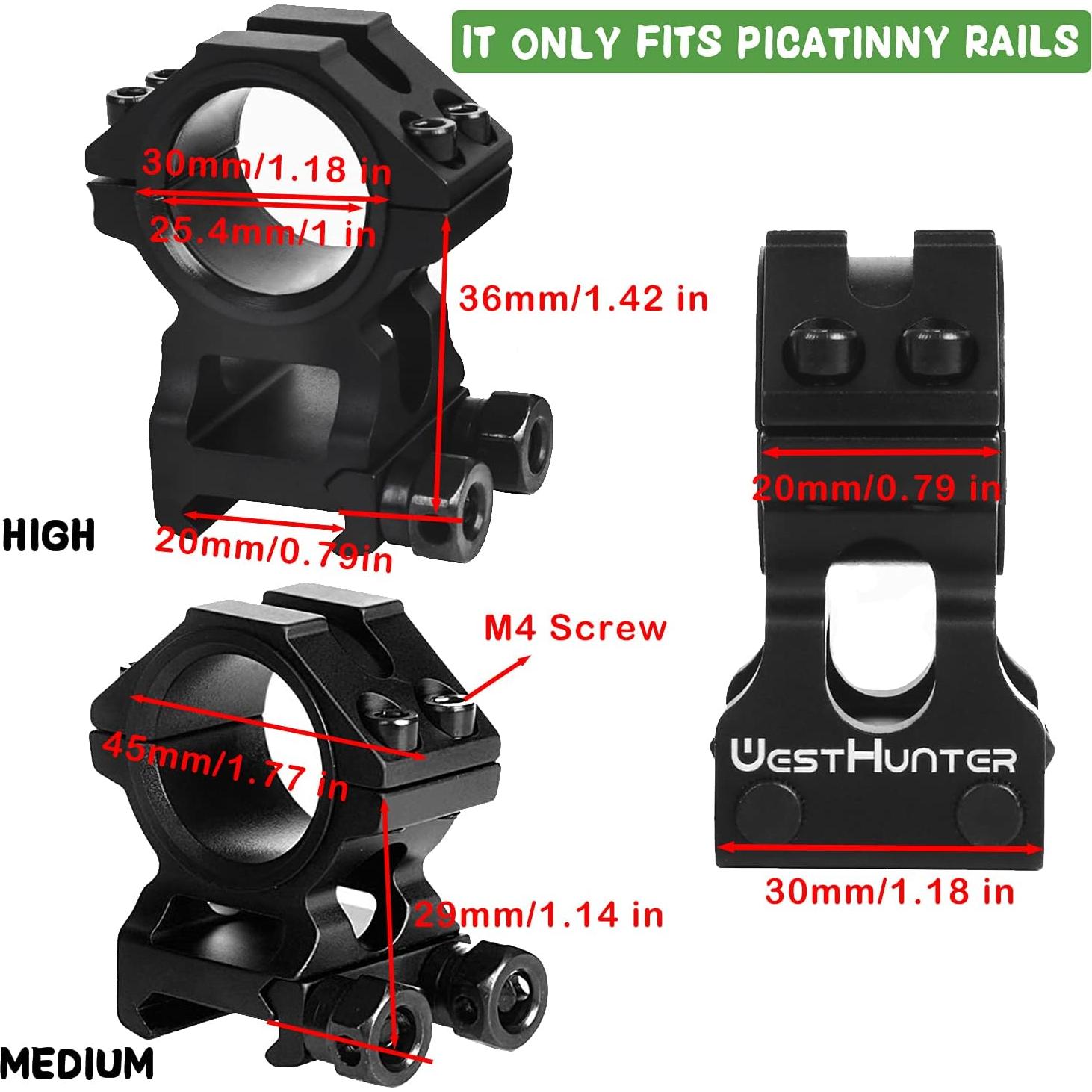 Anillas de Alcance Picatinny WestHunter WH5095 30 mm Marrón