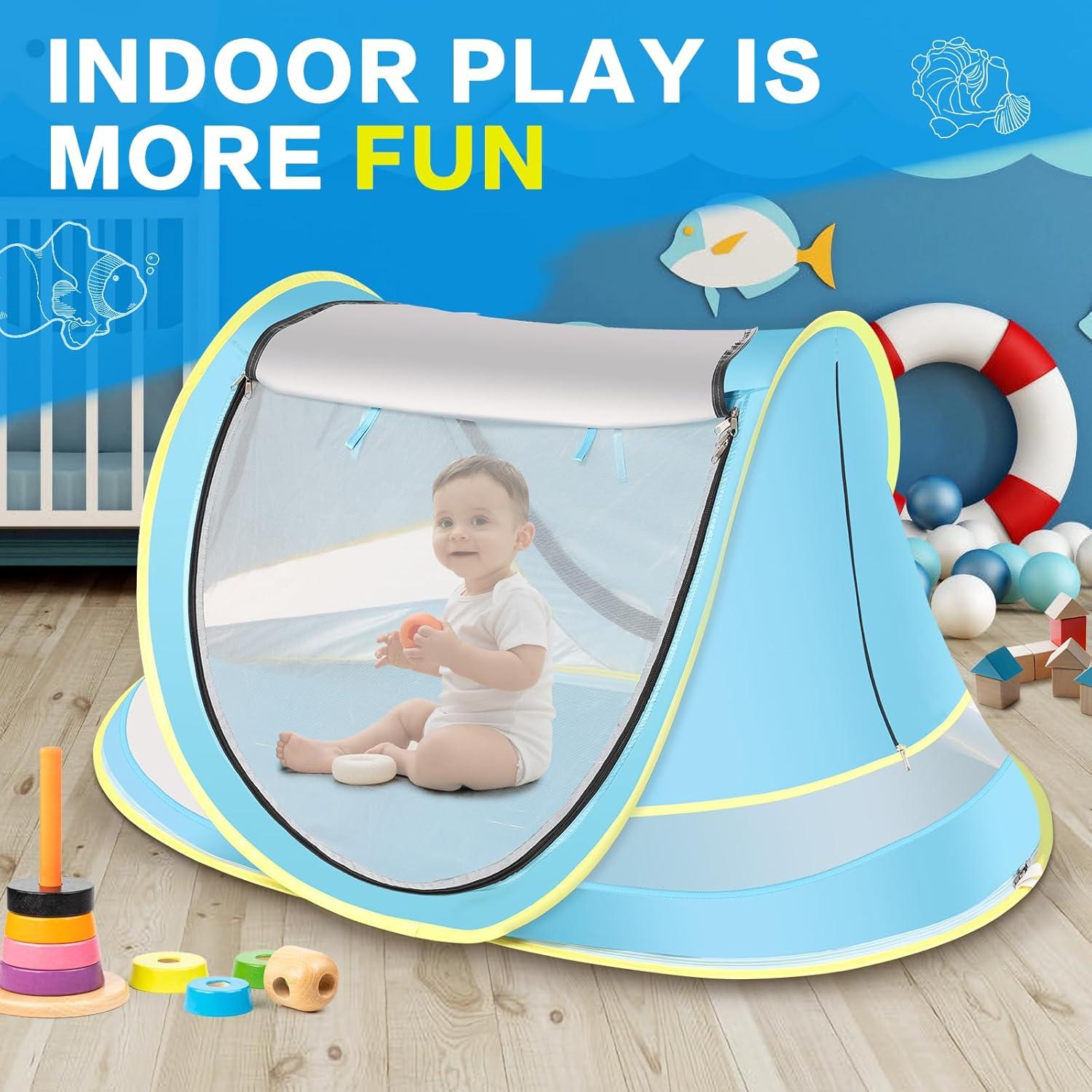 Tienda de Playa Wilhiker BBT-001 para Bebés con Sombrero