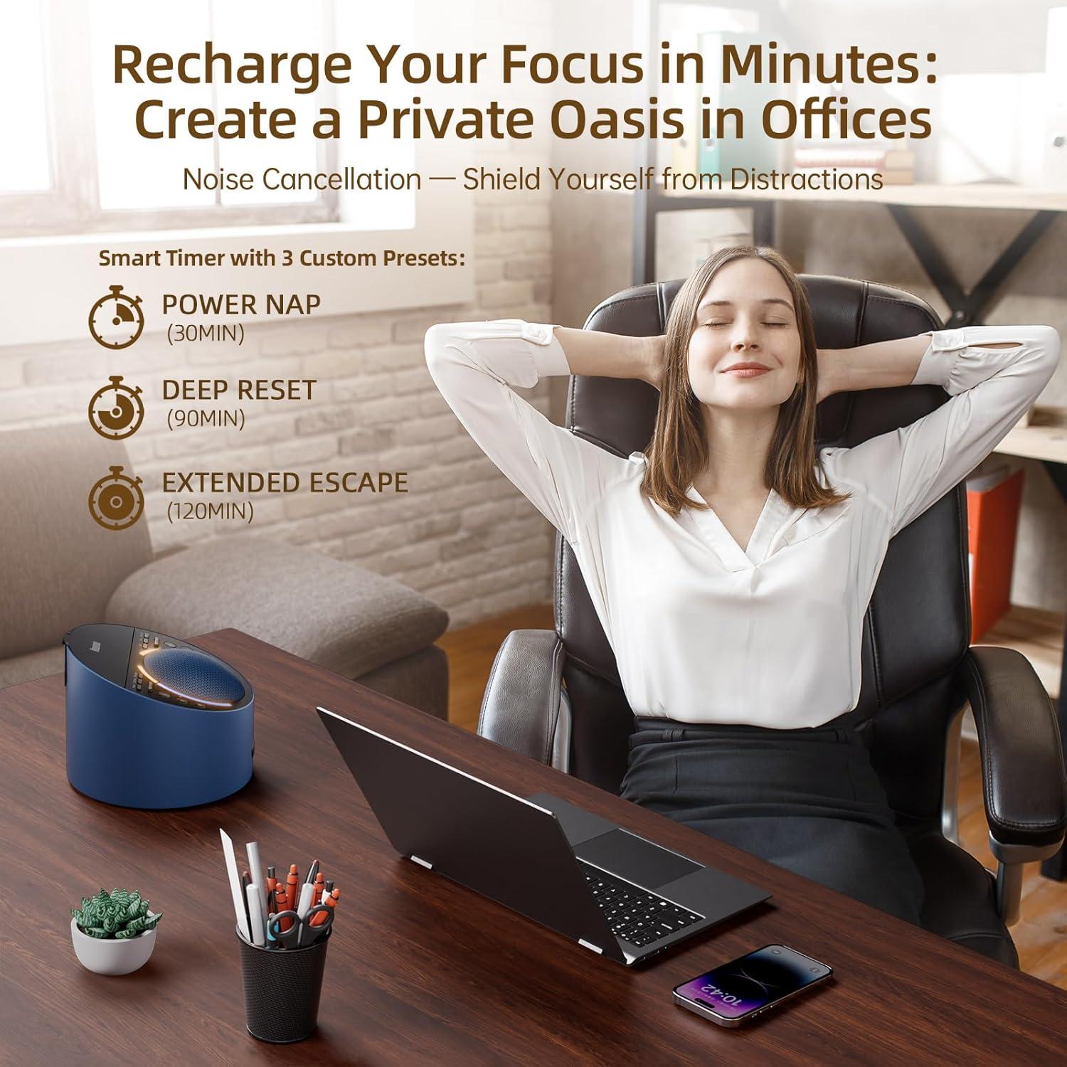 Sound Machine & Soothing Light, Premium Metal Shell with 50+ Calming Sounds |Optional Expan. Aroma Diffuser & Schumann Resonance (Add'l Purchase) |System for Sleep, Focus, Relaxation –Adults Kids Baby