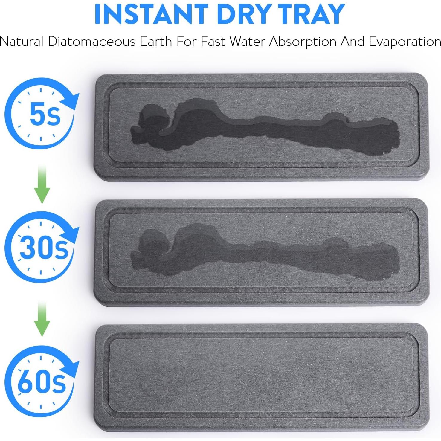 Toothbrush Holders with Water Absorbing Diatomite for Bathrooms, Electric Tooth Brush Toothpaste Holder, Kitchen Countertop Sink Caddy Sponge Organizers and Storage, Stone Drying