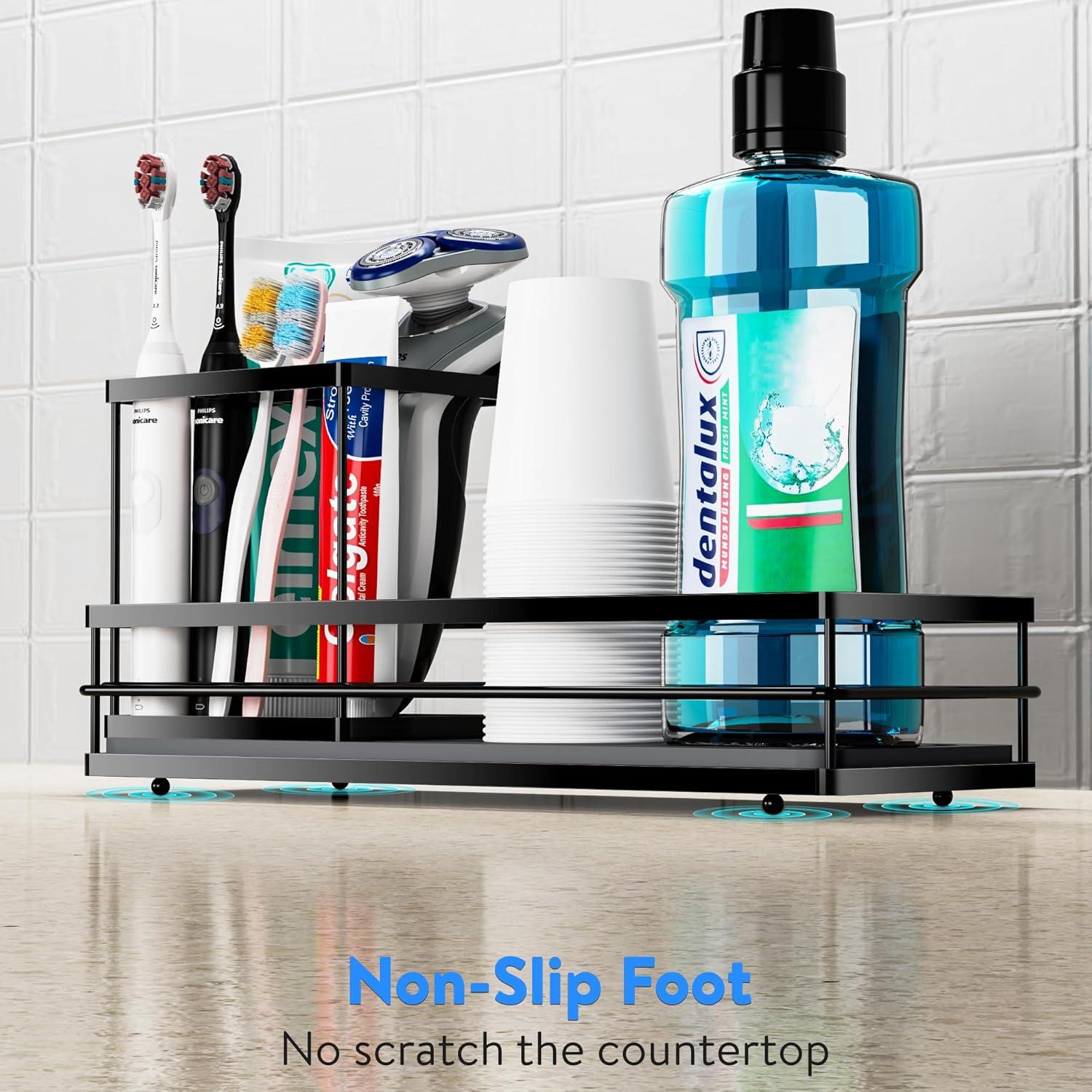 Toothbrush Holders with Water Absorbing Diatomite for Bathrooms, Electric Tooth Brush Toothpaste Holder, Kitchen Countertop Sink Caddy Sponge Organizers and Storage, Stone Drying