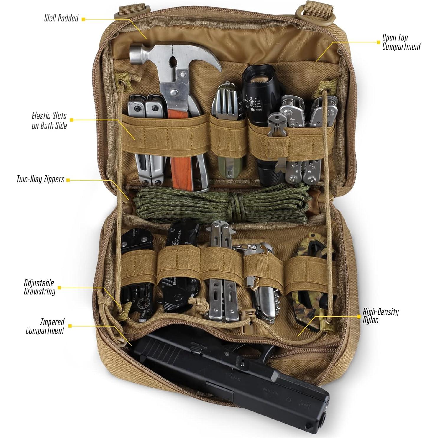 Bolsa Táctica WYNEX Molle 1000D Caqui 25.5x19x5.5 cm