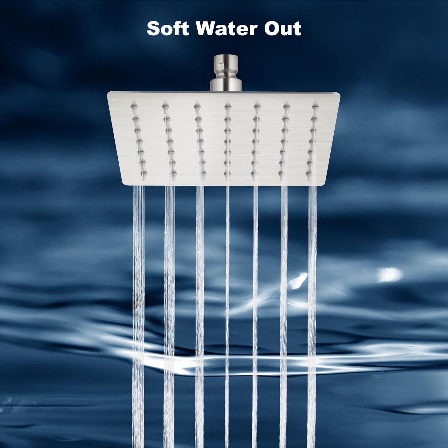 Cabezal de Ducha Cuadrado Midanya 15.24 cm Acero Inoxidable Alta Presión