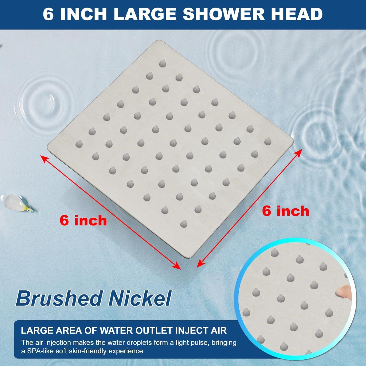 Cabezal de Ducha Cuadrado Midanya 15.24 cm Acero Inoxidable Alta Presión