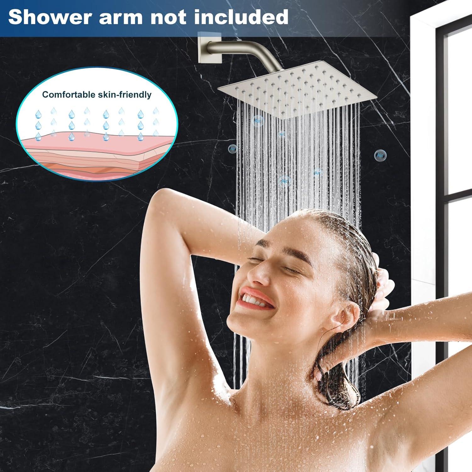 Cabezal de Ducha Cuadrado Midanya 15.24 cm Acero Inoxidable Alta Presión