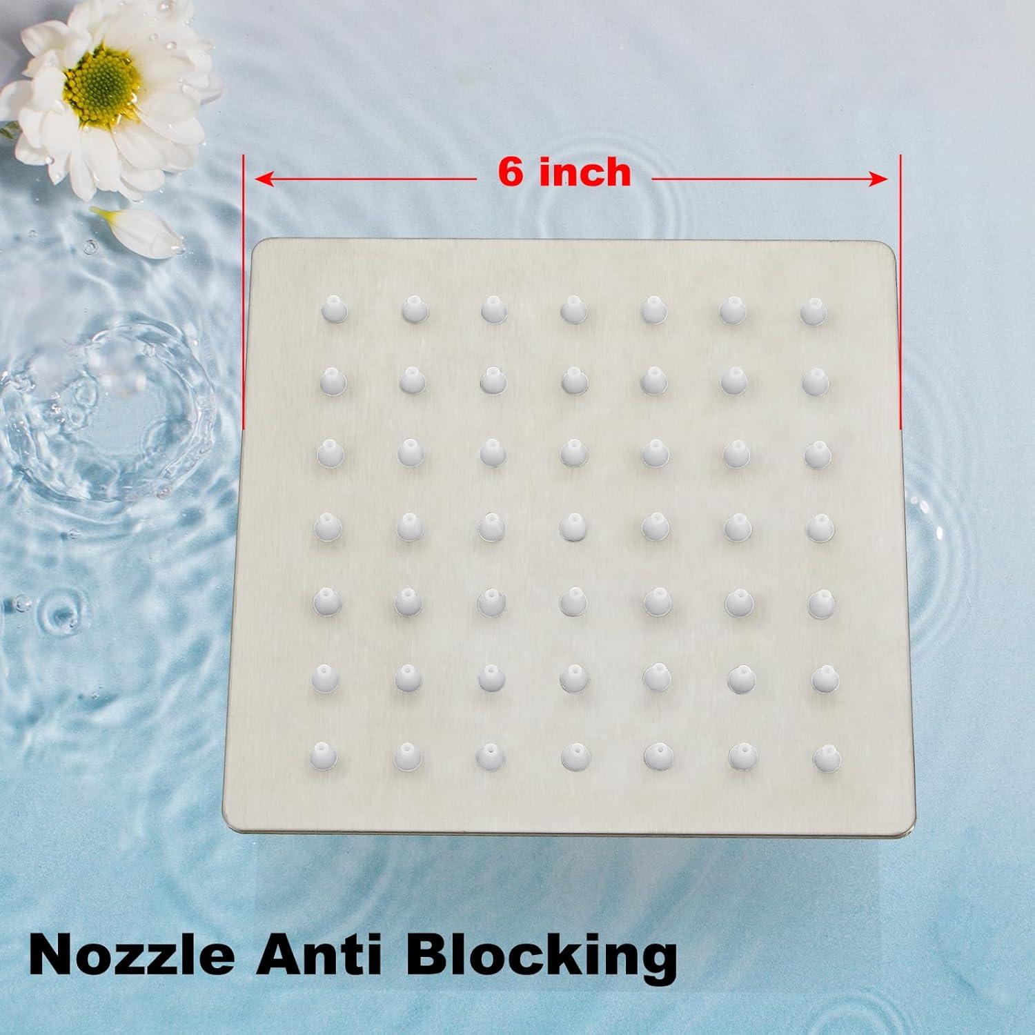 Cabezal de Ducha Cuadrado Midanya 15.24 cm Acero Inoxidable Alta Presión