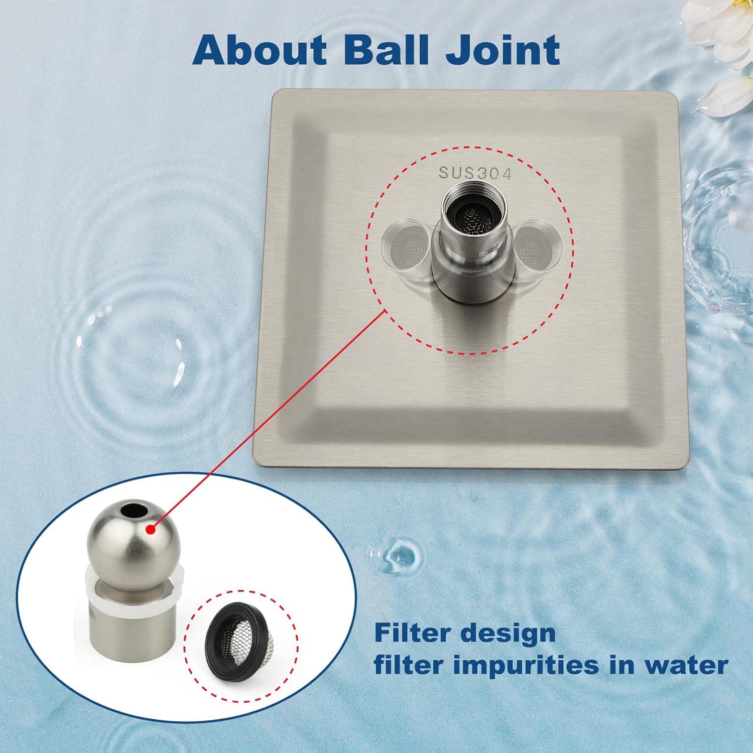 Cabezal de Ducha Cuadrado Midanya 15.24 cm Acero Inoxidable Alta Presión