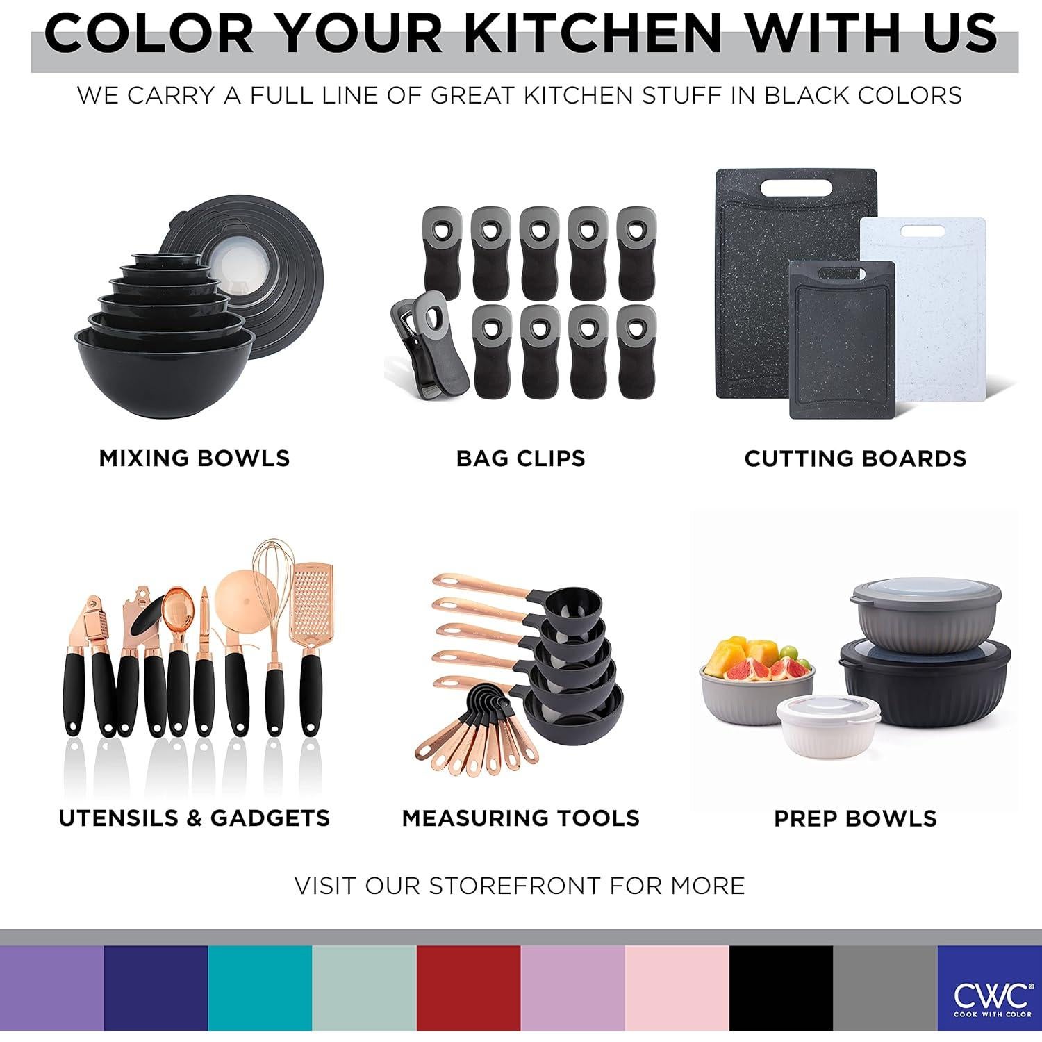 Clips para Bolsas Cook with Color - Paquete de 10, Negro