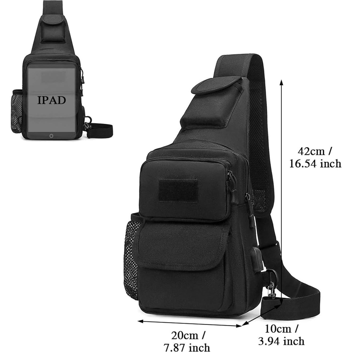 Bolsa Táctica BAIGIO Bandolera Un Solo Tirante 42x10x20cm