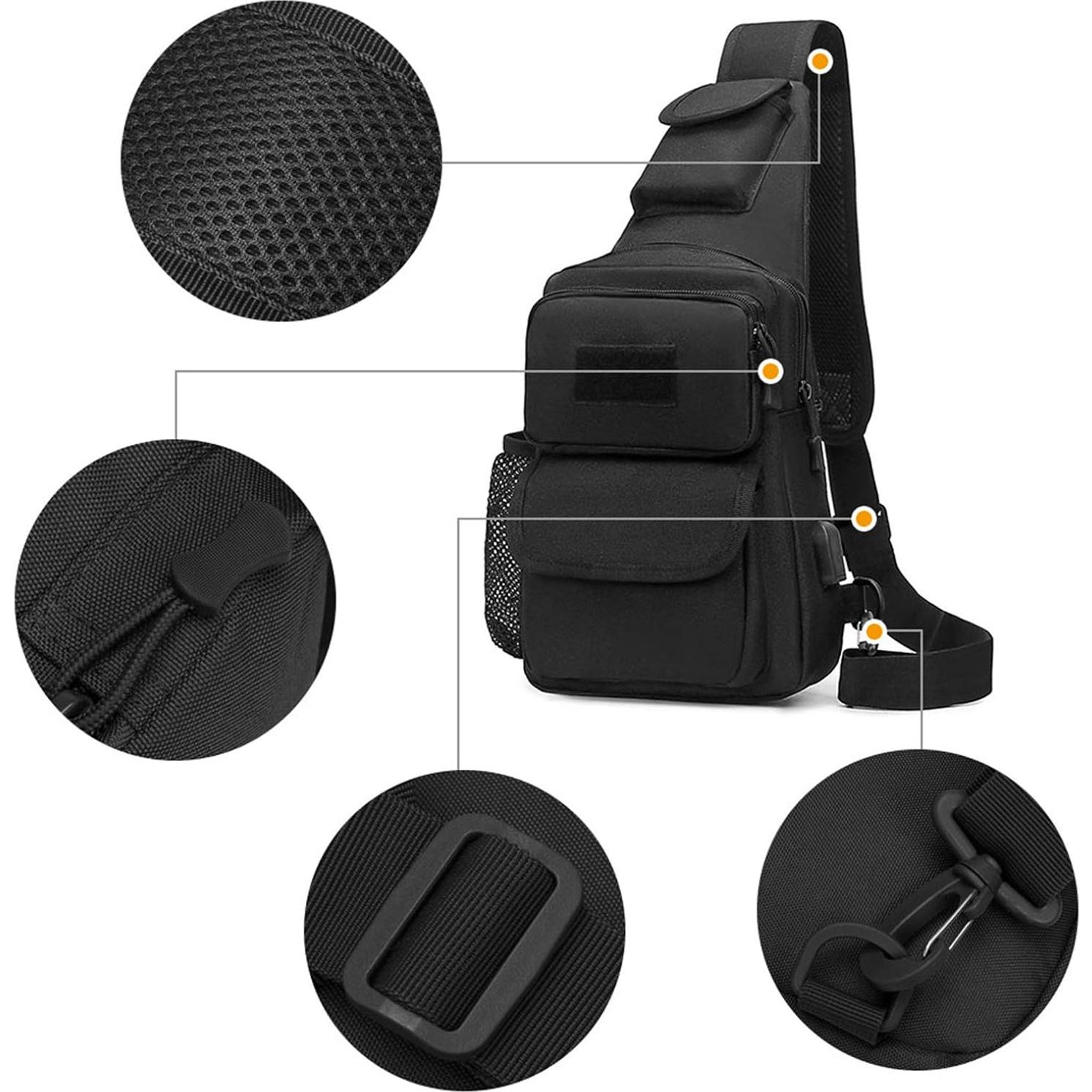 Bolsa Táctica BAIGIO Bandolera Un Solo Tirante 42x10x20cm