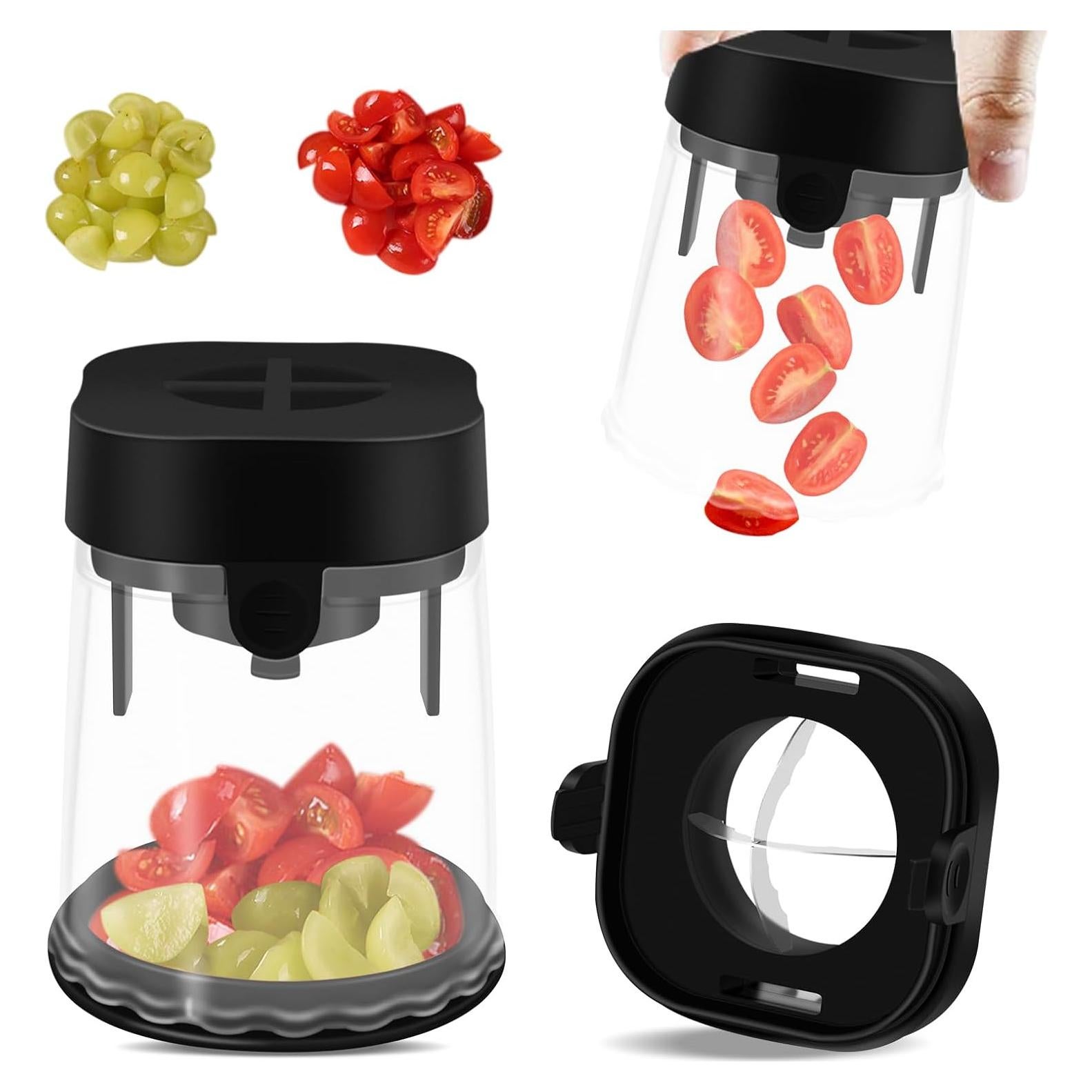 Cortador de Frutas CEHNCEH - Cortador de Tomates y Uvas Negro