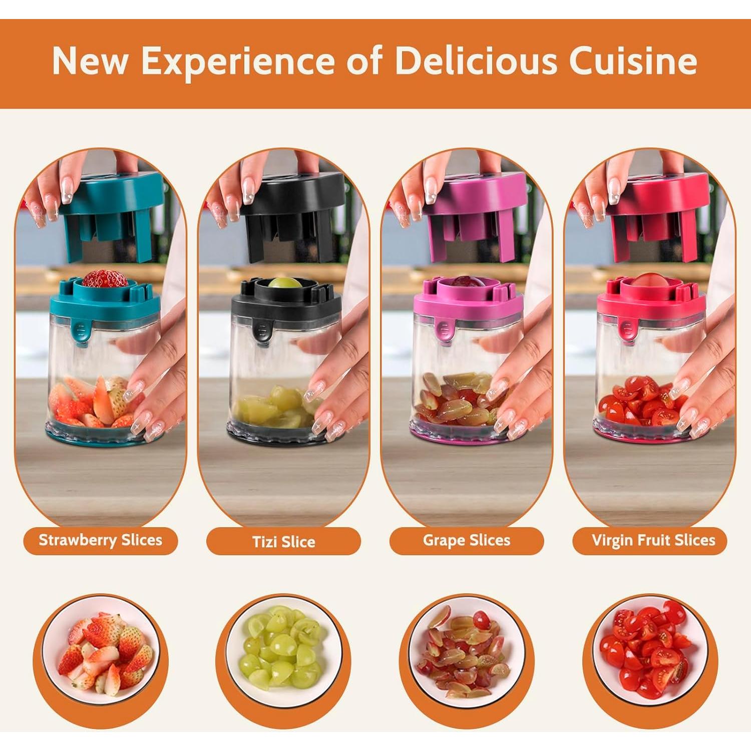 Cortador de Frutas CEHNCEH - Cortador de Tomates y Uvas Negro