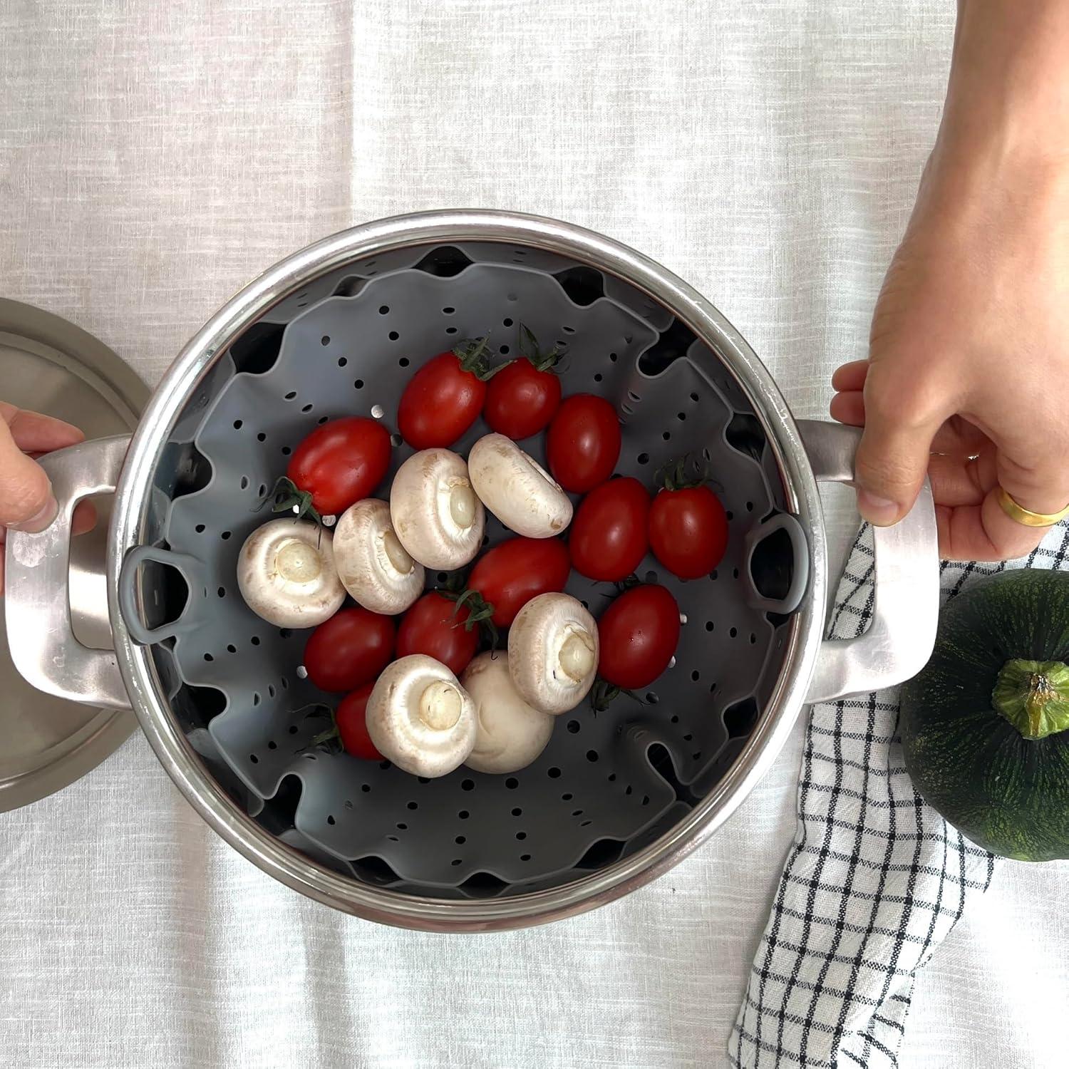 Cesta de Vapor de Silicona Cozymomdeco 25.4 cm Gris