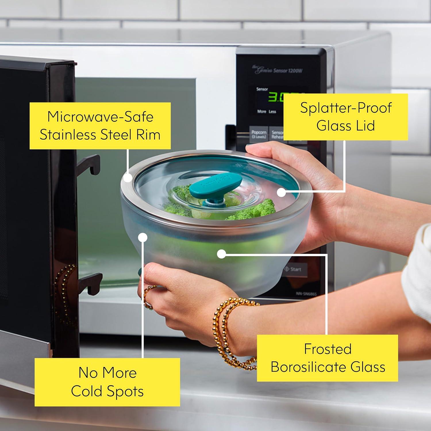 Recipiente de Cocina para Microondas Anyday 4 Tazas Vidrio