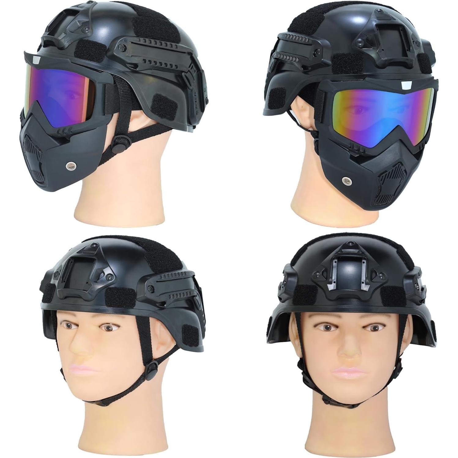 Casco Táctico PLOOTA con Gafas y Máscara Facial Completa