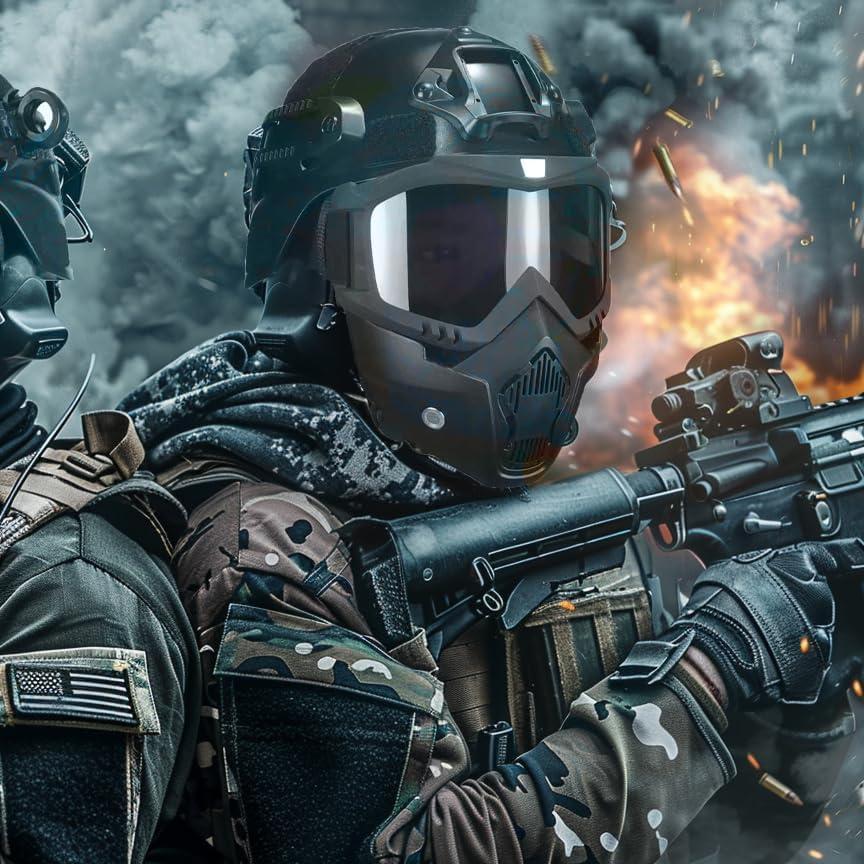 Casco Táctico PLOOTA con Gafas y Máscara Facial Completa