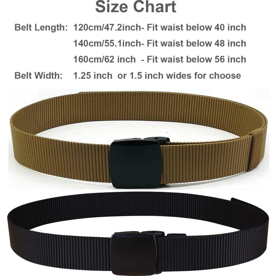 Cinturón de Nylon Militar YKK 1.25cm Sin Metal 2 Paquetes