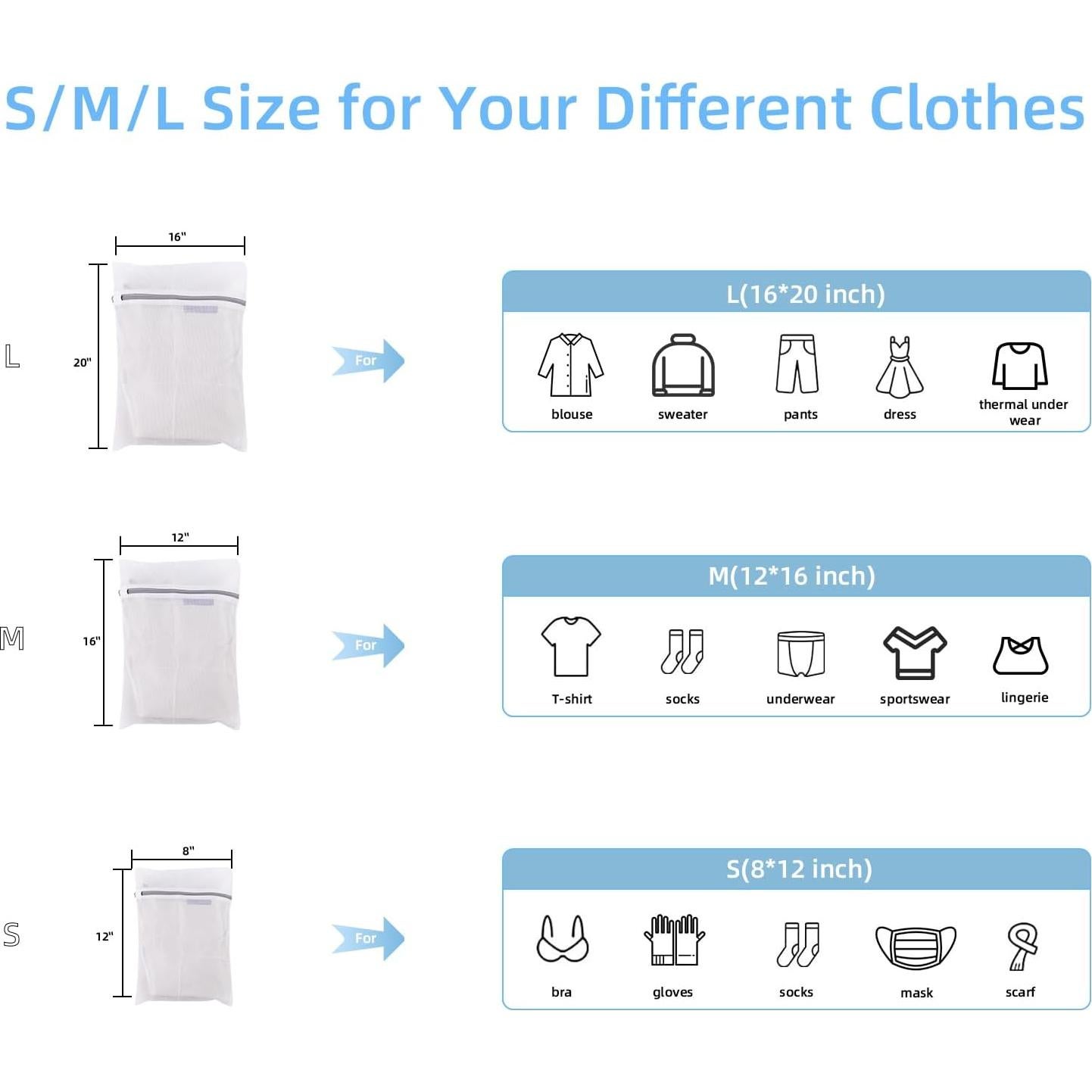 Bolsas de Malla para Lavandería GOGOODA 3 Piezas S, M, L