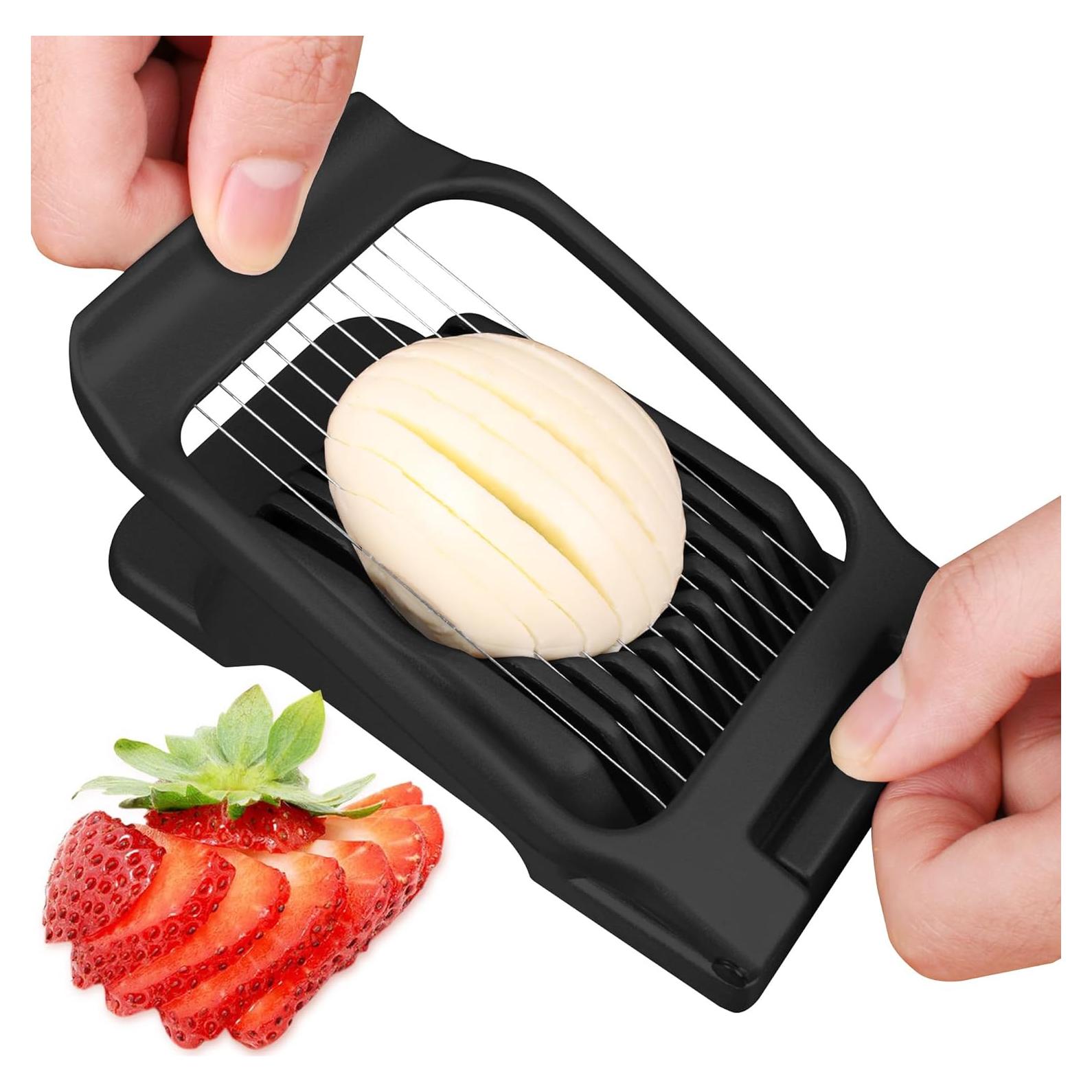Egg Slicer for Hard Boiled Eggs Egg Cutter Strawberry Slicer (Black)
