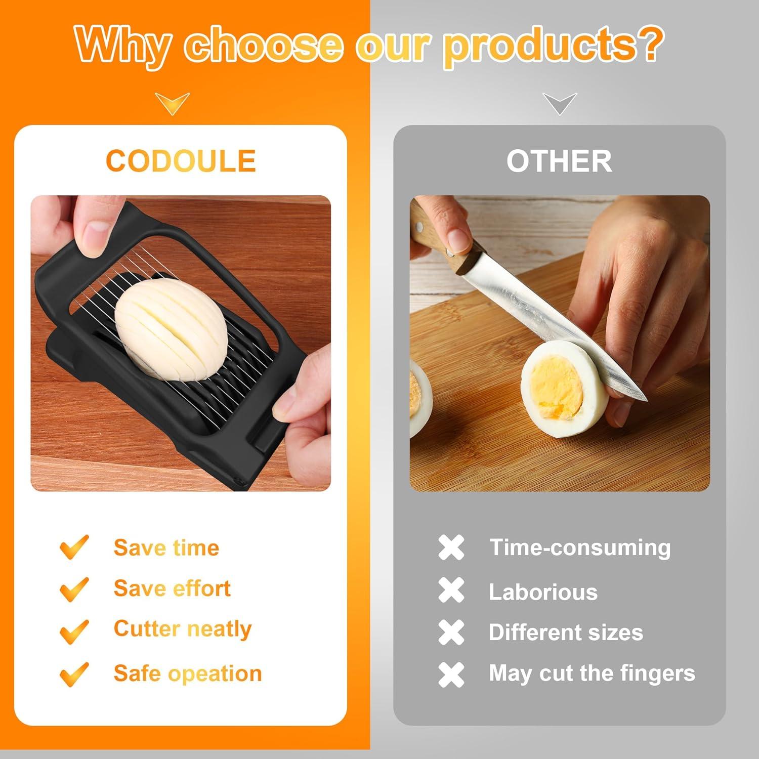 Egg Slicer for Hard Boiled Eggs Egg Cutter Strawberry Slicer (Black)