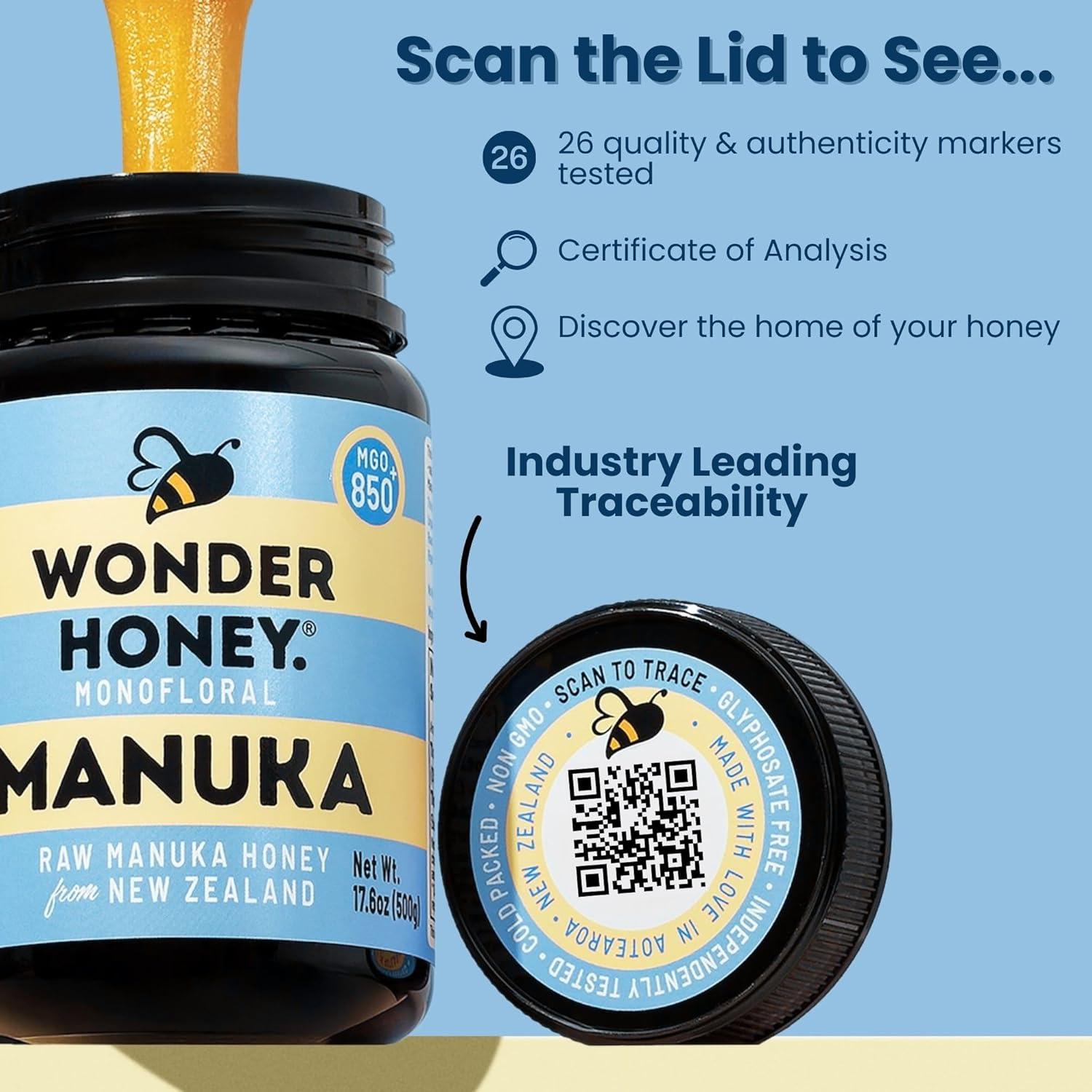 Miel Cruda Manuka Wonder 248g MGO300+ Natural para Salud