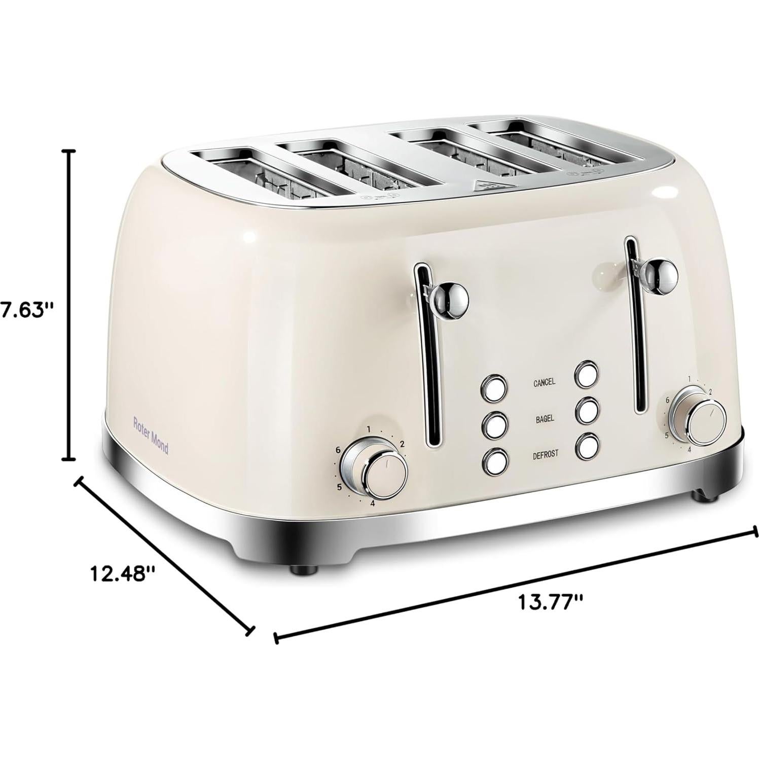 Tostadora Roter Mond Retro 4 Rebanadas Acero Inoxidable 800W