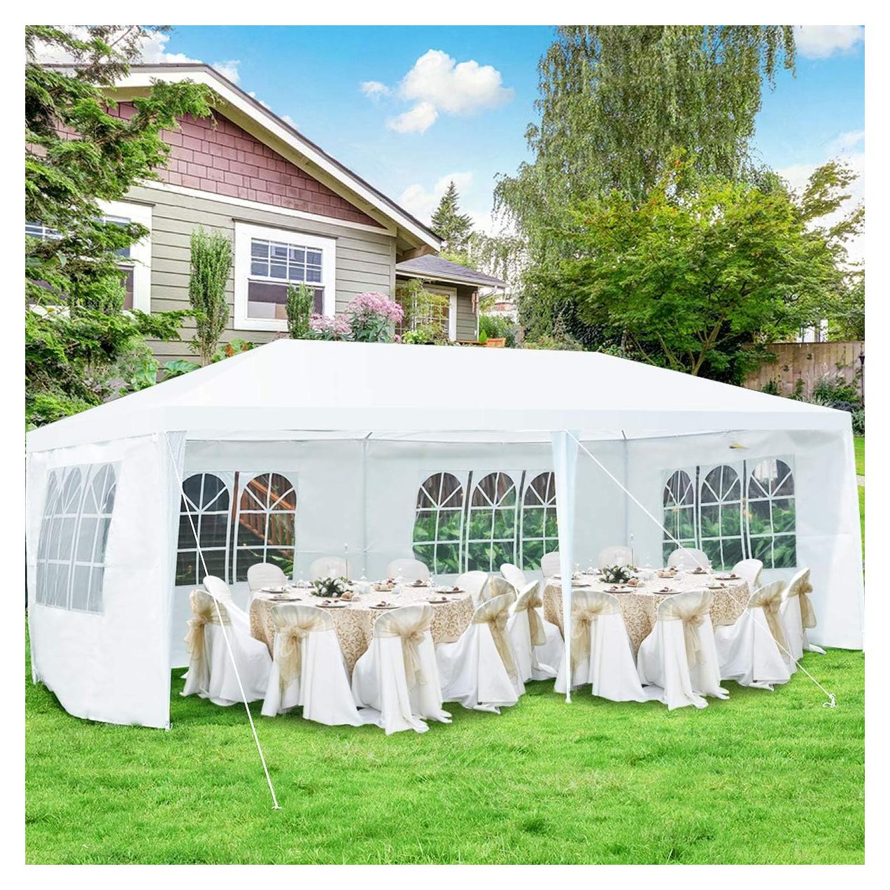 ORALNER 10'x20' Outdoor Canopy Tent, White Wedding Party Tent with 6 Removable Sidewalls & Carrying Bag, Heavy Duty Camping Gazebo Pavilion for Patio, Garden and Backyard