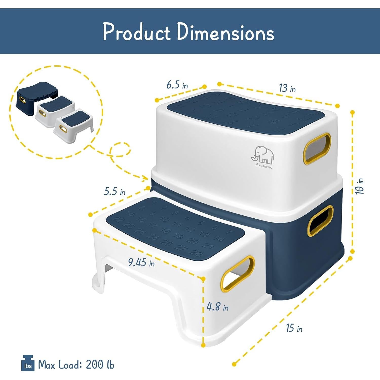 Escalera de Dos Pasos Forbena para Niños - Antideslizante