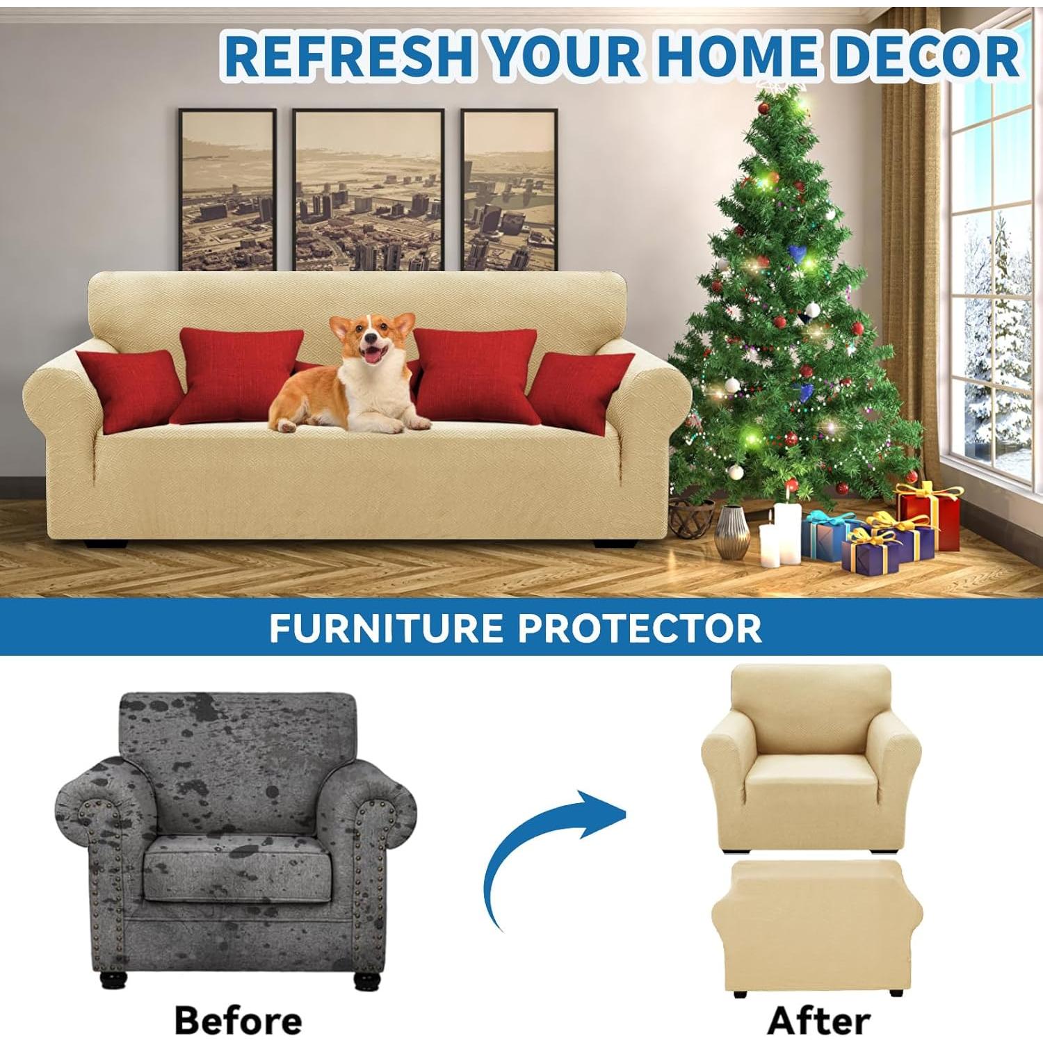 Funda de Sillón Estirable XINEAGE Beige 31-46" Antideslizante