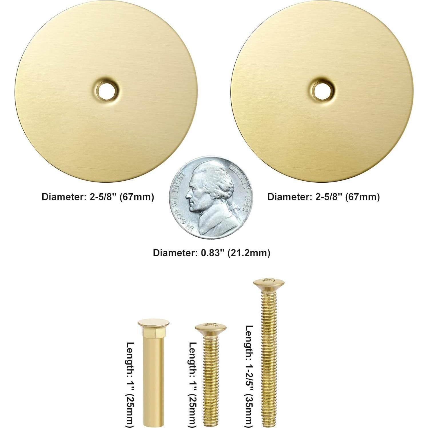 Placa de Cubierta de Agujero de Puerta Latón Cepillado 66mm