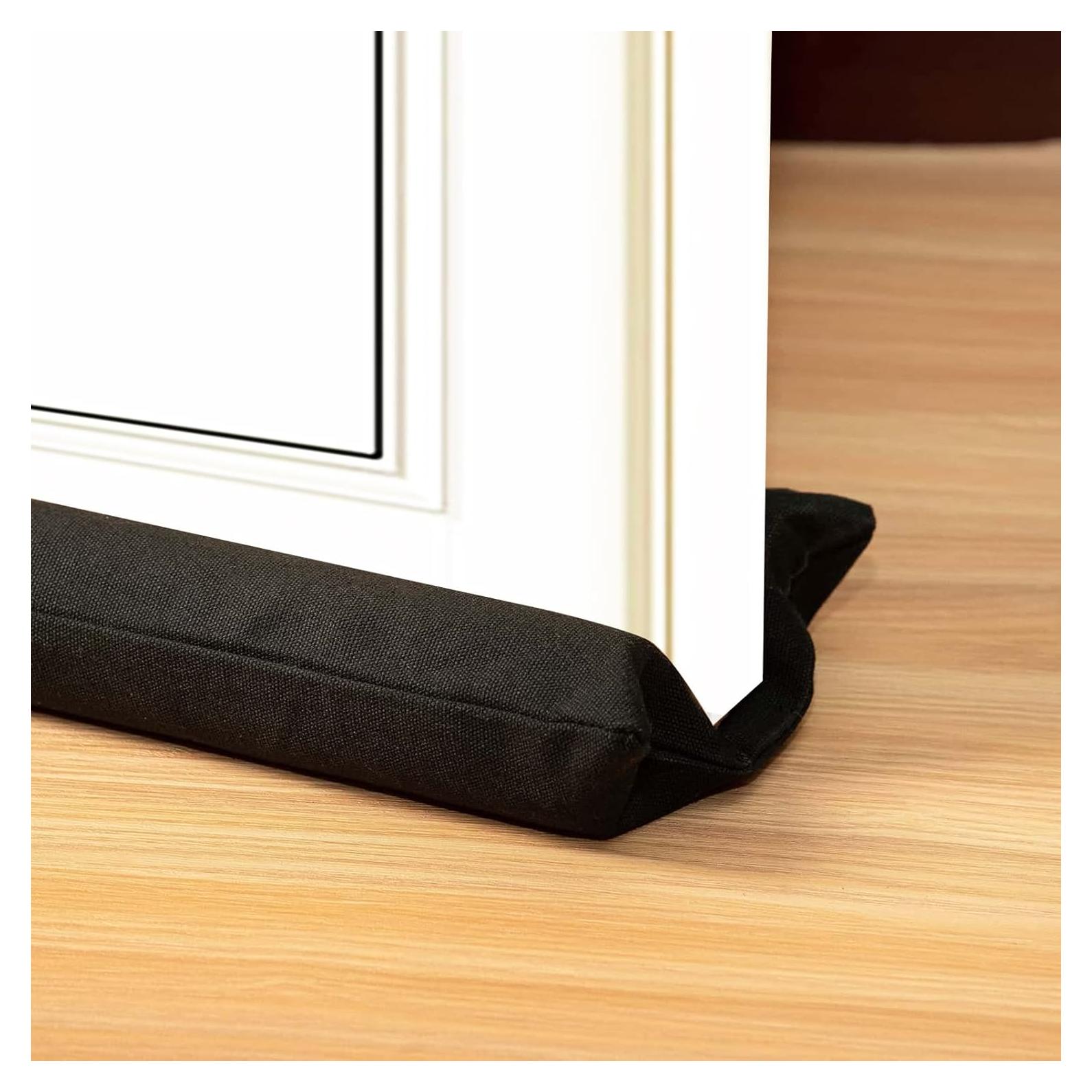 Marwood Under Door Draft Stopper 30-38" Adjustable Wind Stopper for Door & Window, Foam Door Sweep Air & Noise Blocker for Bottom of Doors Double Side Seal - Black