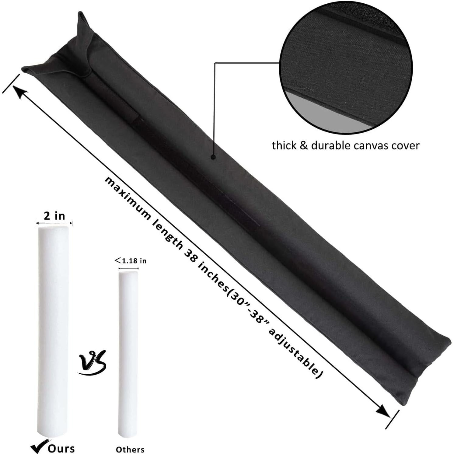 Marwood Under Door Draft Stopper 30-38" Adjustable Wind Stopper for Door & Window, Foam Door Sweep Air & Noise Blocker for Bottom of Doors Double Side Seal - Black