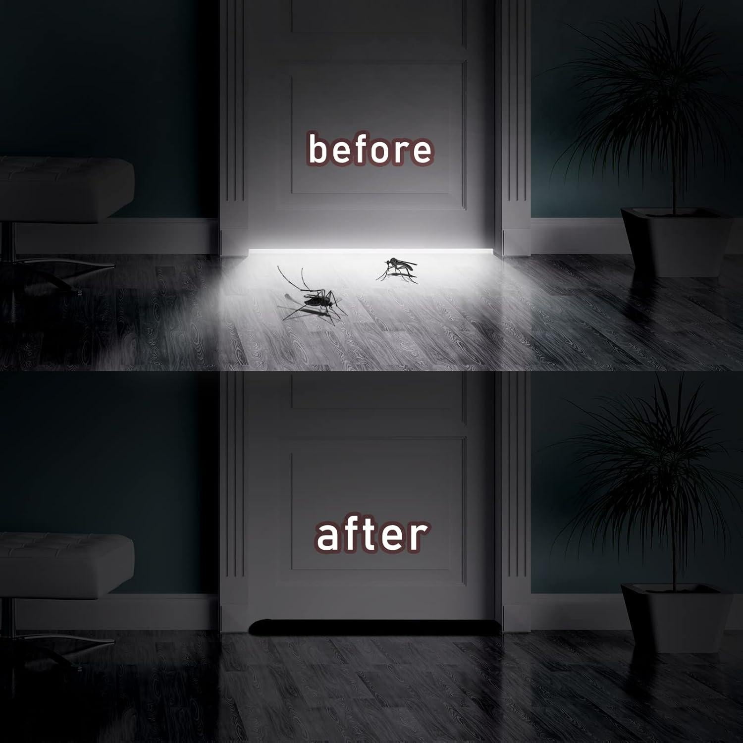 Marwood Under Door Draft Stopper 30-38" Adjustable Wind Stopper for Door & Window, Foam Door Sweep Air & Noise Blocker for Bottom of Doors Double Side Seal - Black