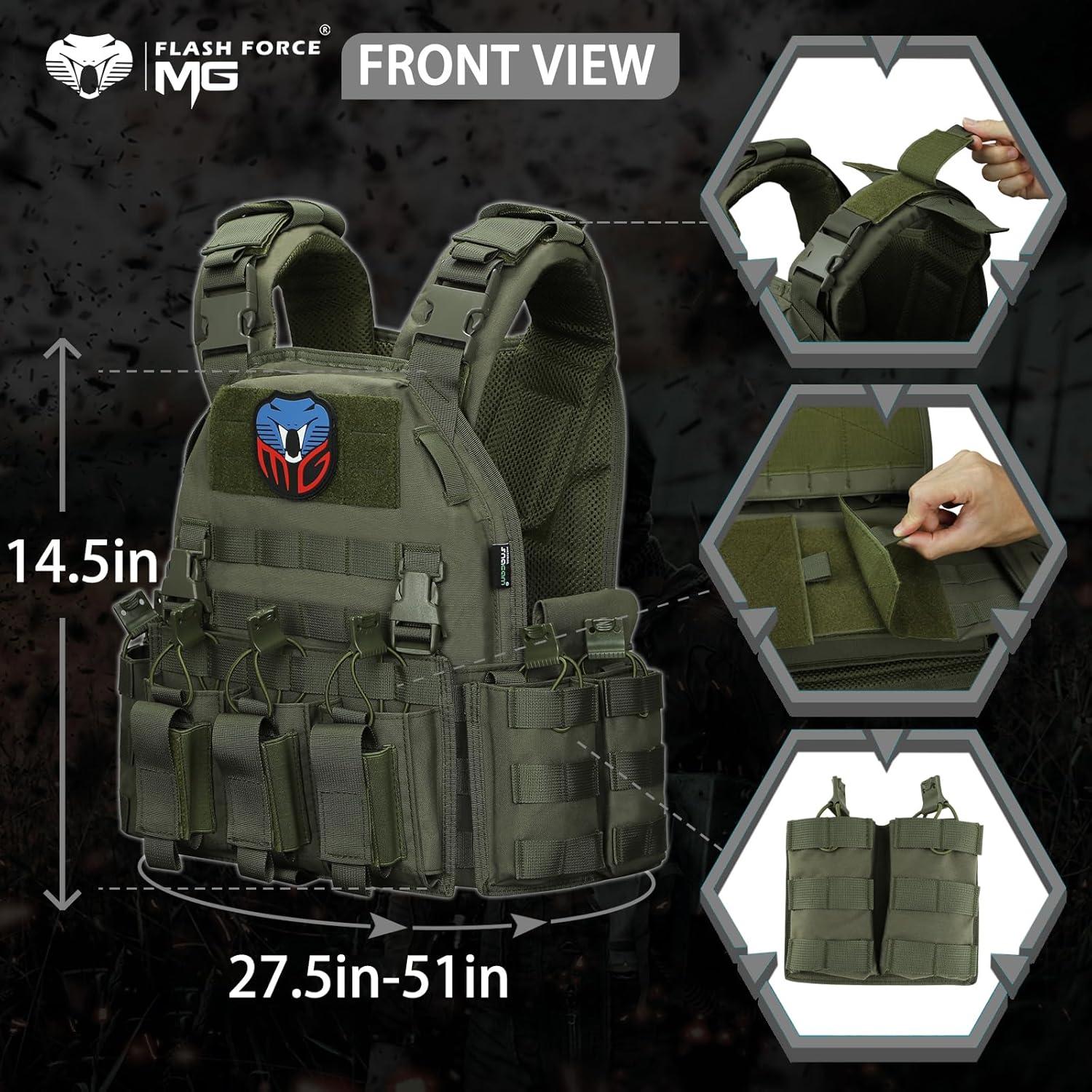 Chaleco Táctico MGFLASHFORCE Molle Verde para Airsoft