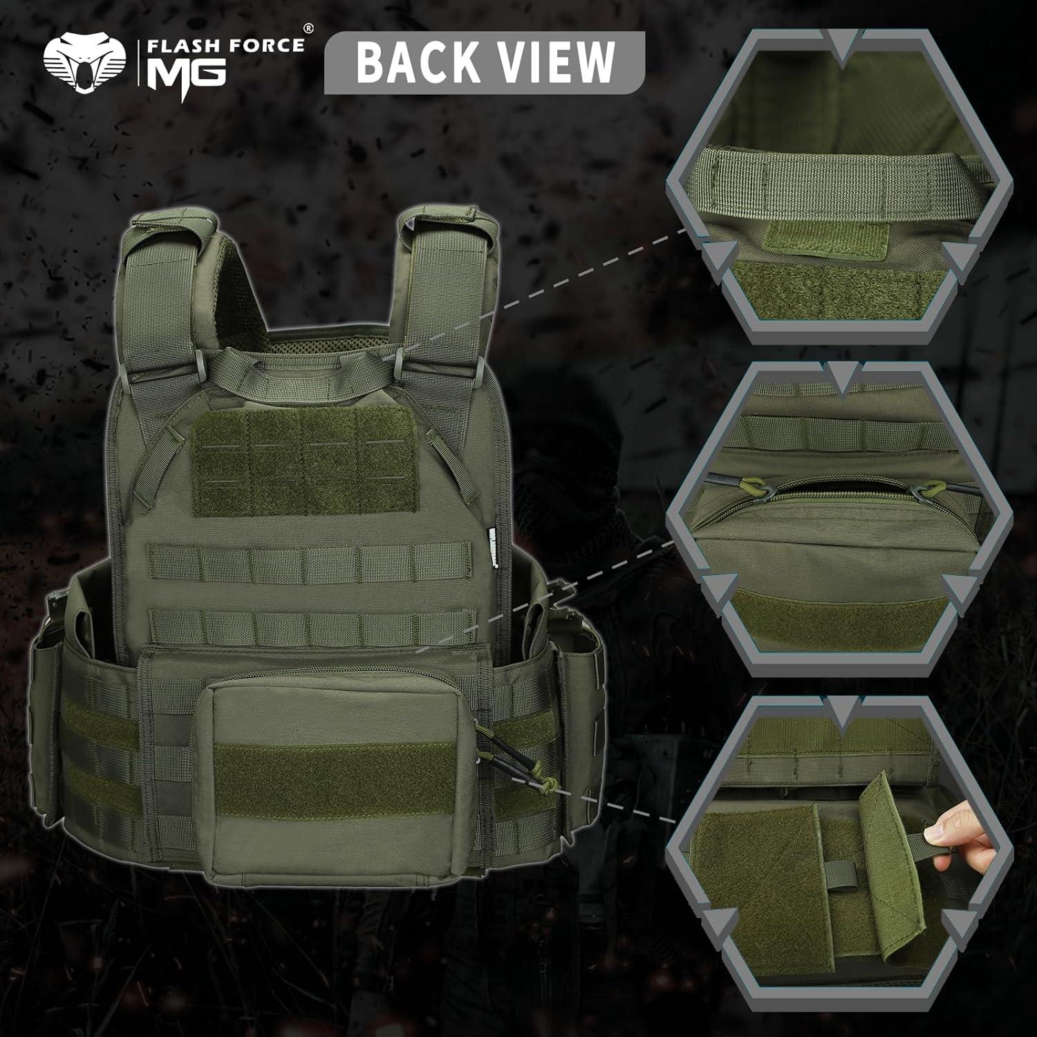 Chaleco Táctico MGFLASHFORCE Molle Verde para Airsoft