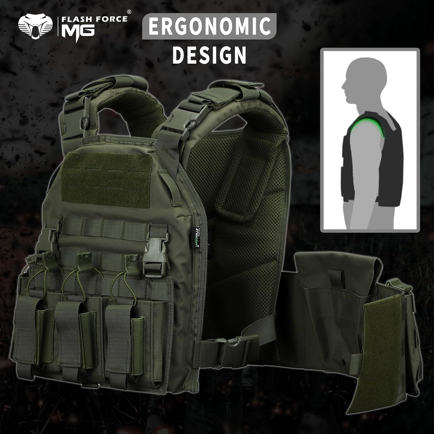 Chaleco Táctico MGFLASHFORCE Molle Verde para Airsoft
