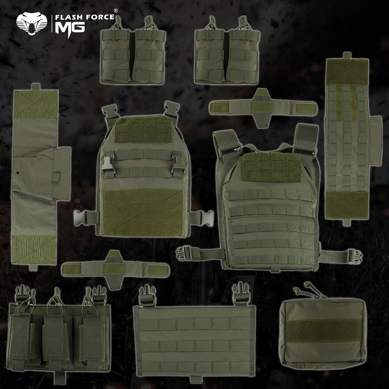 Chaleco Táctico MGFLASHFORCE Molle Verde para Airsoft