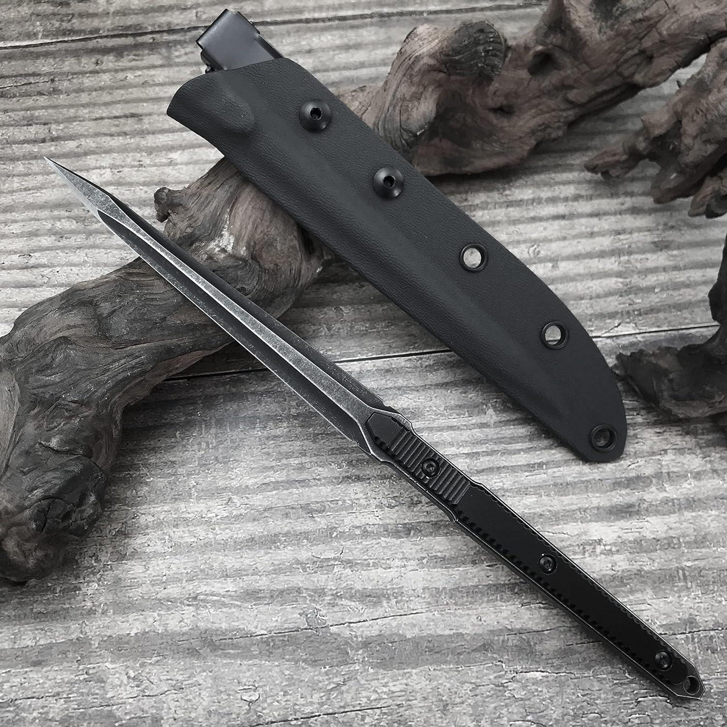 Cuchillo Táctico HUAAO 24cm Acero Inoxidable con Funda