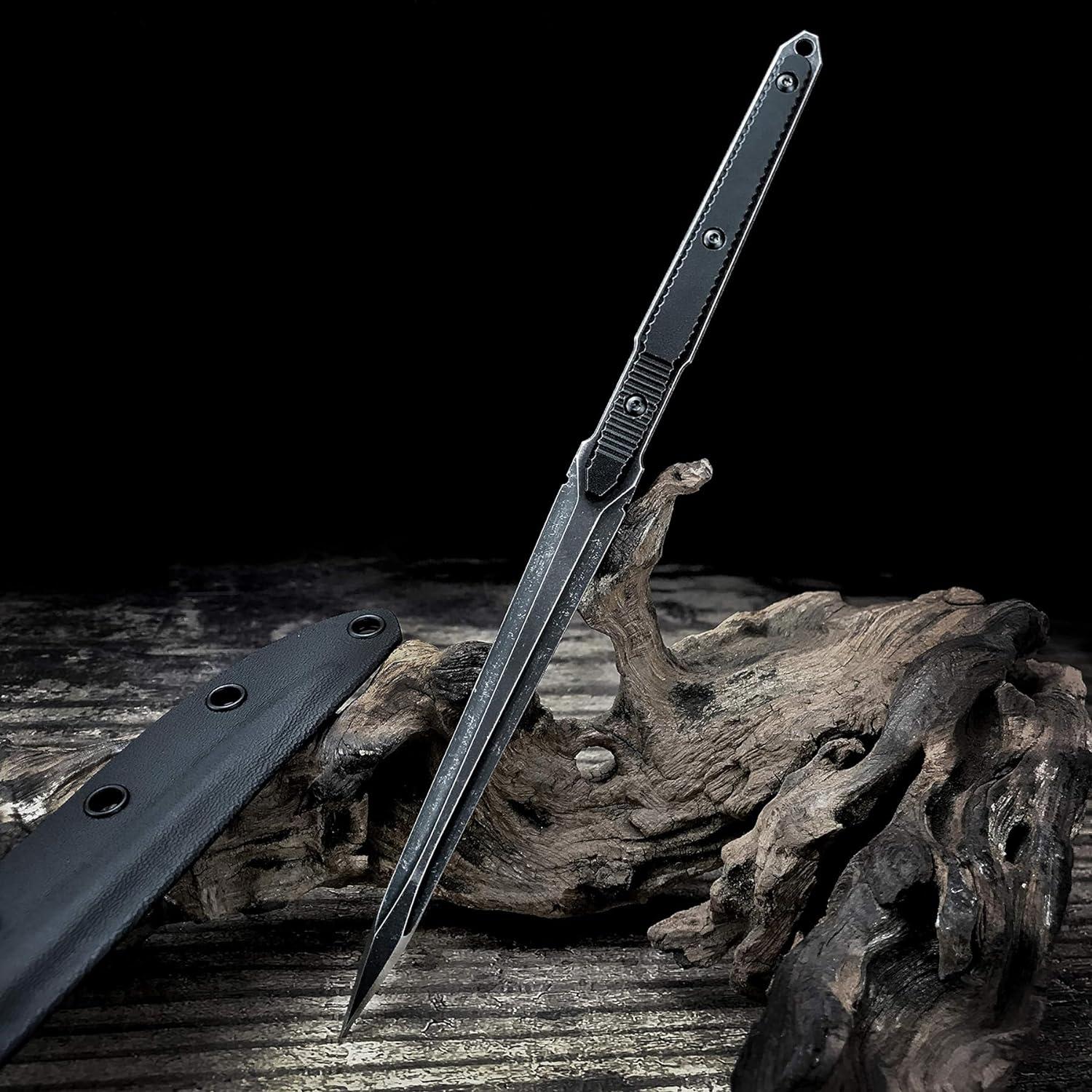 Cuchillo Táctico HUAAO 24cm Acero Inoxidable con Funda