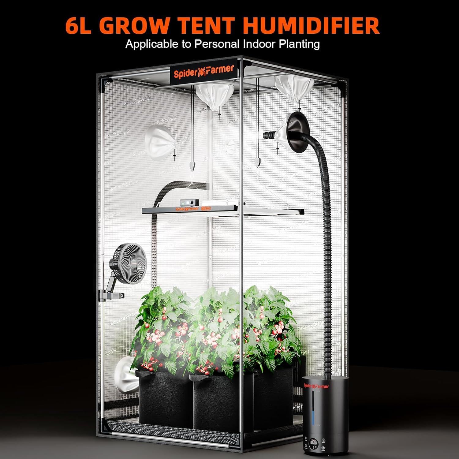 Humidificador Spider Farmer 6L Ultrasonico con Temporizador y Nebulizador Frío