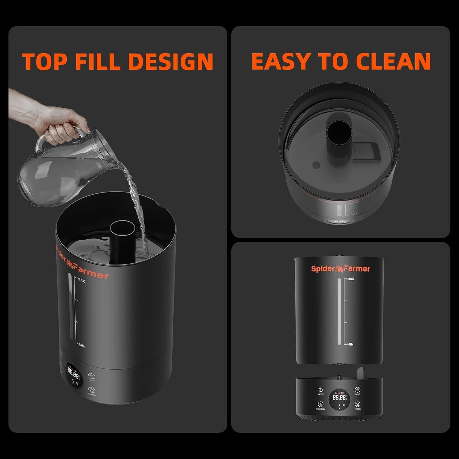 Humidificador Spider Farmer 6L Ultrasonico con Temporizador y Nebulizador Frío