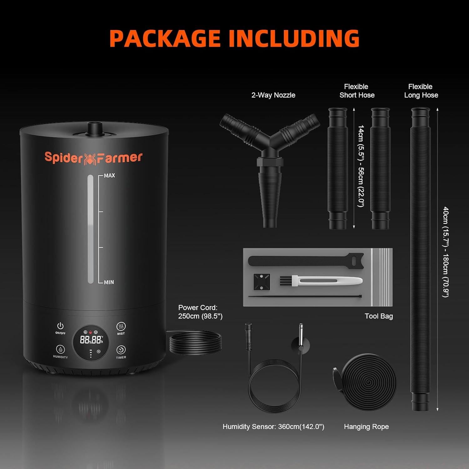 Humidificador Spider Farmer 6L Ultrasonico con Temporizador y Nebulizador Frío