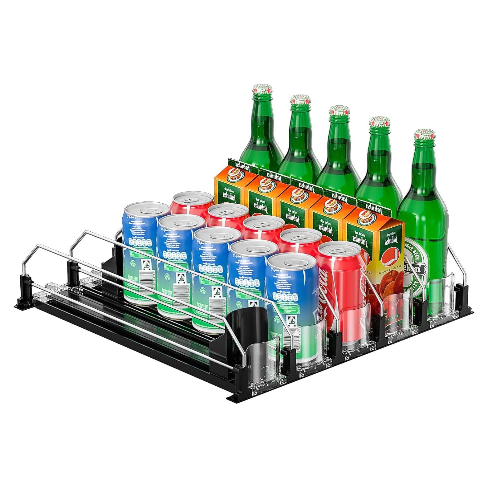 Organizador de Bebidas KUUKIKV para Nevera 5 Filas Negro