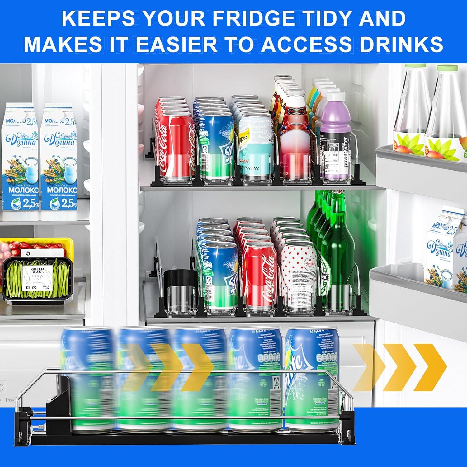 Organizador de Bebidas KUUKIKV para Nevera 5 Filas Negro