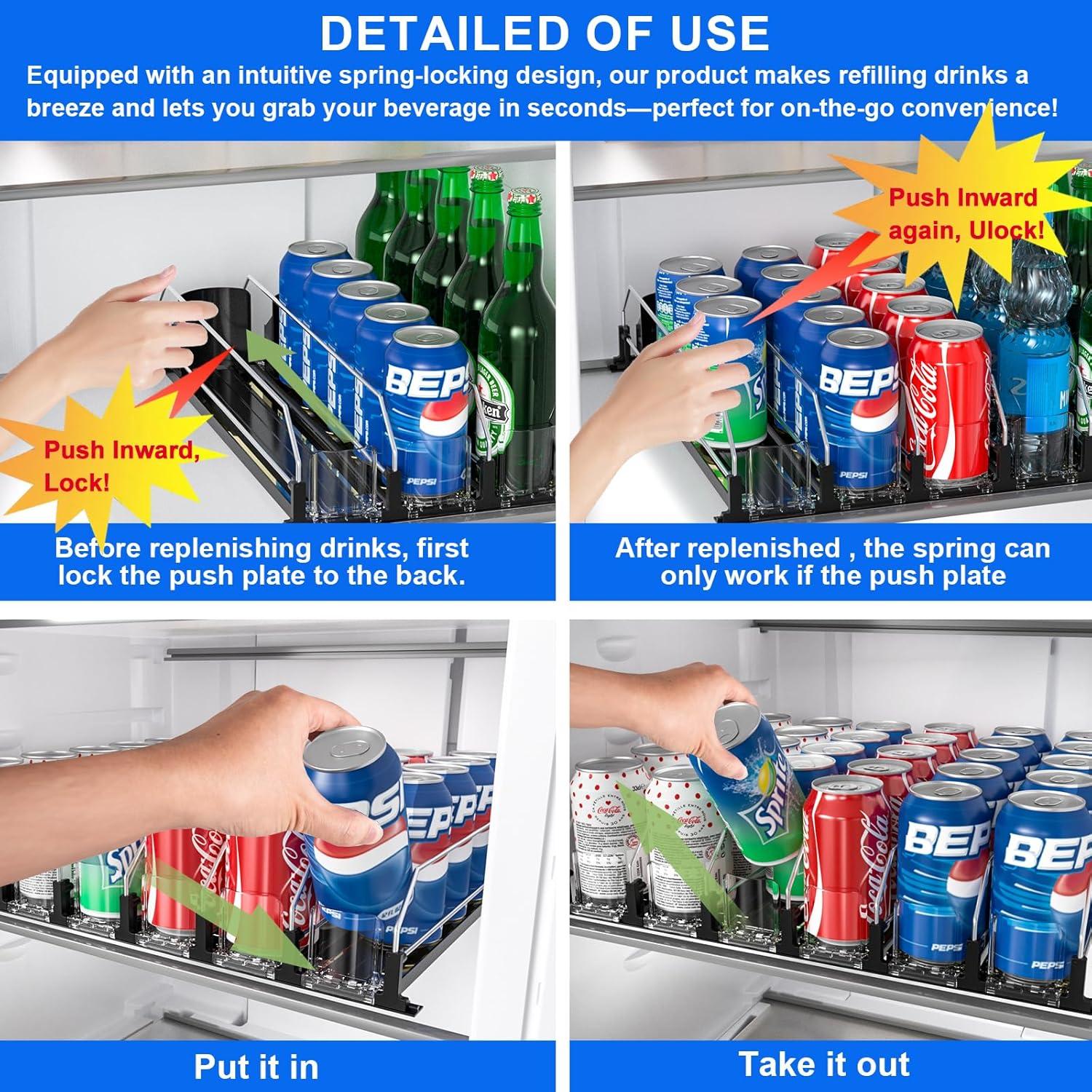 Organizador de Bebidas KUUKIKV para Nevera 5 Filas Negro