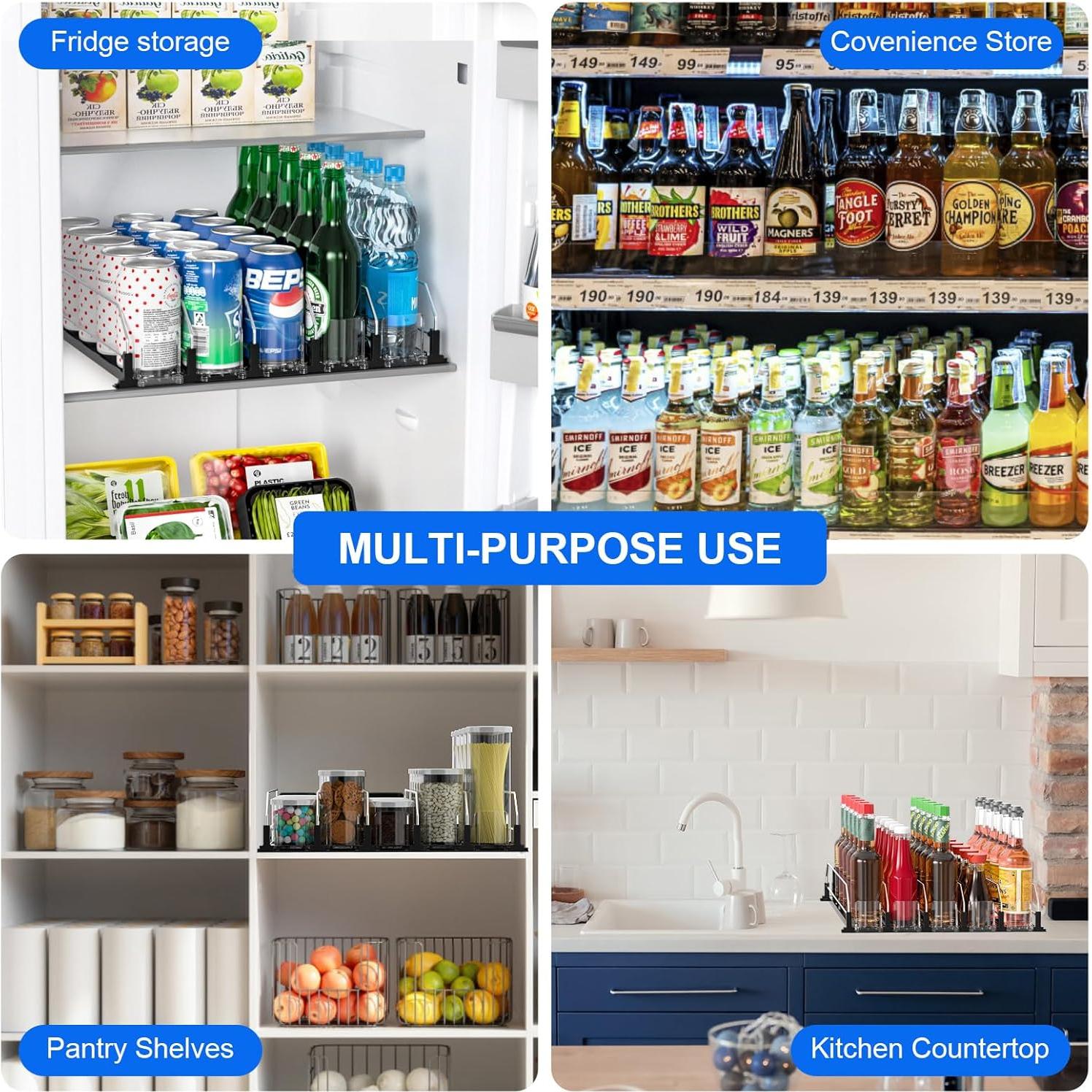 Organizador de Bebidas KUUKIKV para Nevera 5 Filas Negro