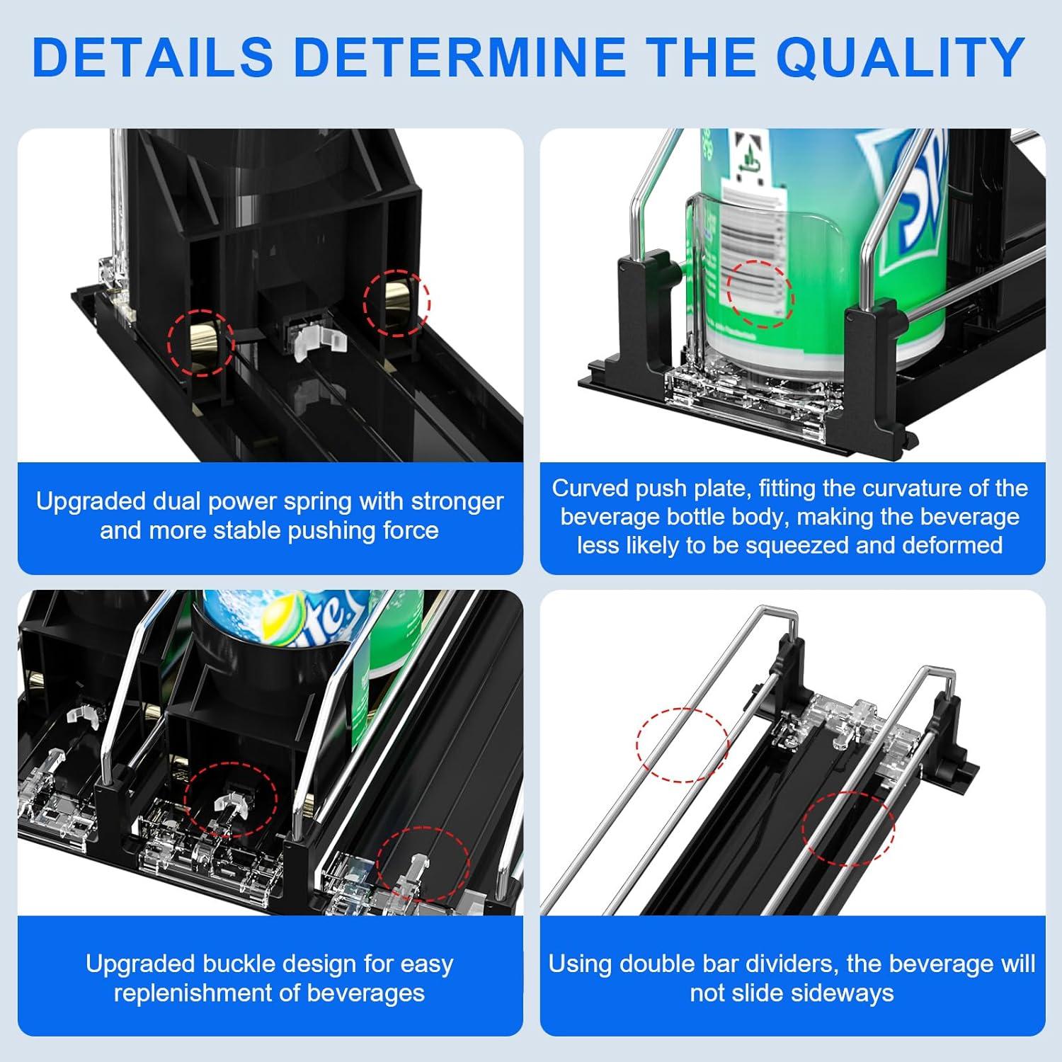 Organizador de Bebidas KUUKIKV para Nevera 5 Filas Negro