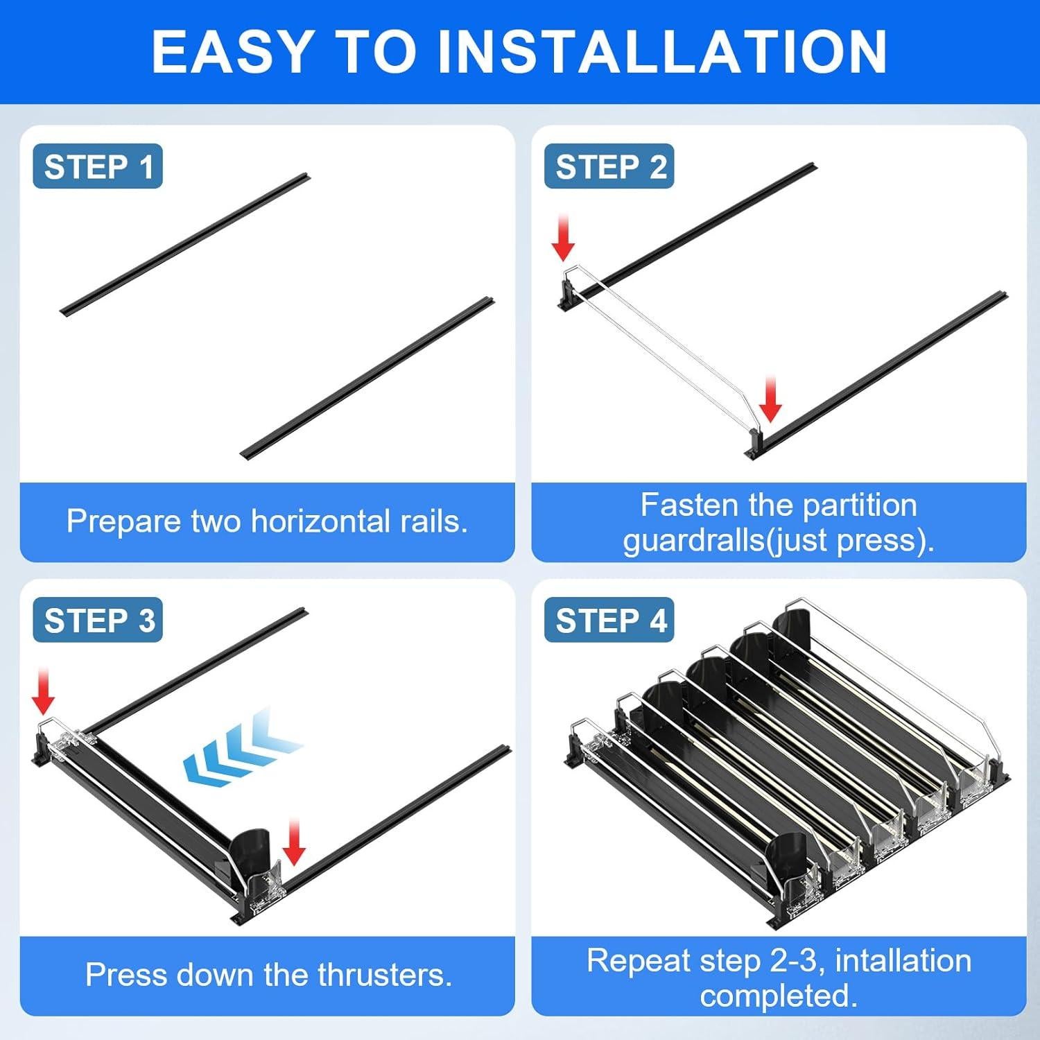 Organizador de Bebidas KUUKIKV para Nevera 5 Filas Negro